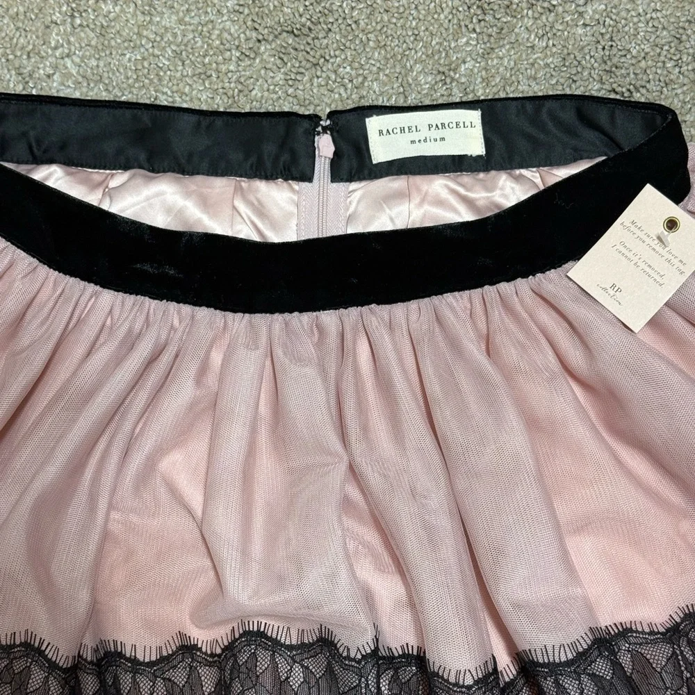 Rachel Parcell Whimsical Black Lace and Pink Tulle Midi Skirt Fully Lined Size M - Picture 4 of 8